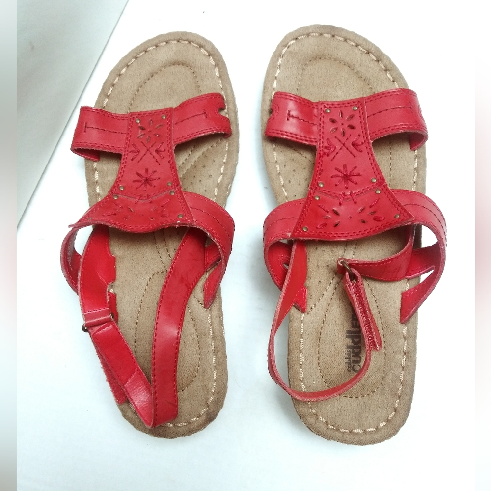 Cobbie Cuddlers Dessie 7.5W Red Sandal Slingback Hook & Loop